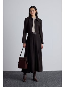 Klasik Kesim Crop Blazer Acı Kahve Ceket