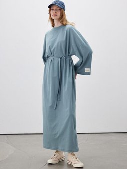 Oversıze Uzun Rahat Mavi Elbise