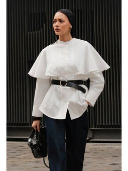 Pelerinli Tasarım Ekru Gömlek