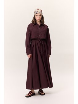 Trenç Tarz Elbise Bordo Gömlek