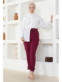 Kuşaklı Mürdüm Pantolon