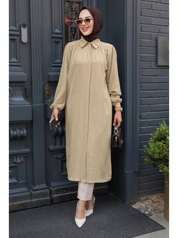 Düğmeli Camel Tunik 41401c