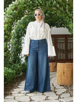 Denim Pantolon Etek Koyu Mavi