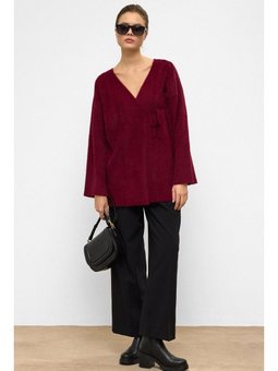 Bağcık Kapamalı Soft Triko Bordo Hırka