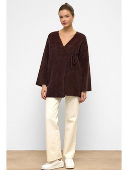 Bağcık Kapamalı Soft Triko Hırka Kahve