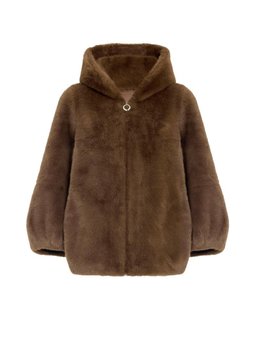 Kapüşonlu Fermuar Kapamalı Kürk Görünümlü Exclusive Ceket Kahve