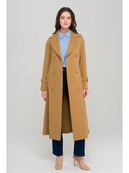 Omuzu Fermuar Aksesuarlı Oversize Astarsız Taba Trençkot