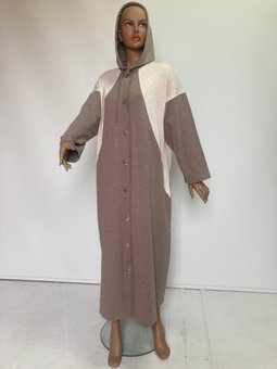 2275_ Spor Oversize Kapüşonlu Çıtçıtlı İplik Uzun Kap – Mevsimlik Pardesü