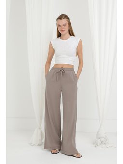 Beli Lastikli Bağlamalı Bol 20646pnt Pantolon