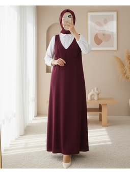 Bordo Omuzları Bağlamalı Uzun Jile