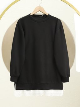 Etek Ucu Fistolu Bisiklet Yaka Siyah Tunik