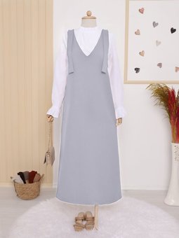 Gri Omuzları Bağlamalı Uzun Jile