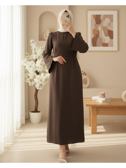 Hakim Yaka Belden Bağlamalı K. Kahve Elbise