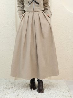 Pileli Fermuarlı Kaşe Vizon Etek