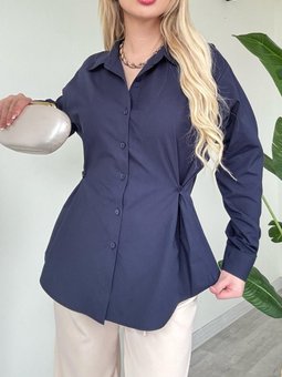 Yanları Düğme Detaylı Poplin Laci Gömlek