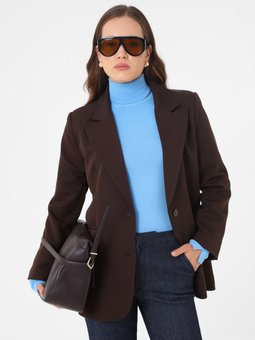 Çift Düğmeli Astarlı Blazer Aci Kahve Ceket