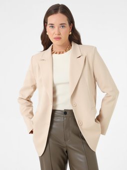 Çift Düğmeli Astarlı Blazer Bej Ceket