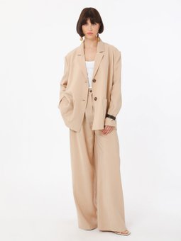 Modal Kumaşlı Pileli Yüksek Bel Exclusive Pantolon Taş Rengi