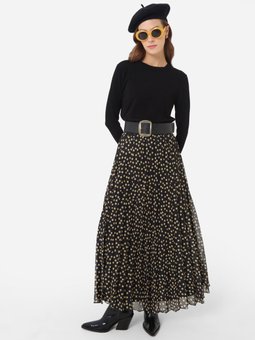 Puantiye Tül Siyah Desenli Etek