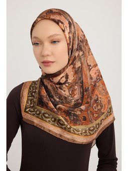 Altın Bahçe Tarçın Aurora Desenli Janjan 90x90 Cm Eşarp