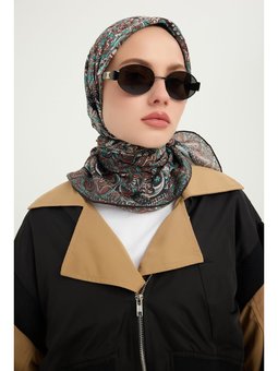 Ebedi Saraylar Kahve Vierra Desenli Viskon 90x90 Cm Eşarp