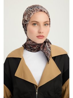 Ebedi Saraylar Kahverengi Vierra Desenli Viskon 90x90 Cm Eşarp