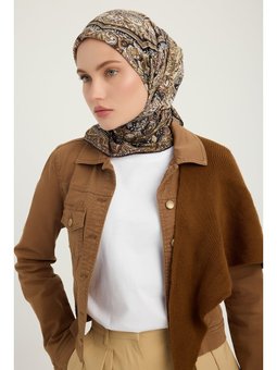 Ebedi Saraylar Vizon Vierra Desenli Viskon 90x90 Cm Eşarp