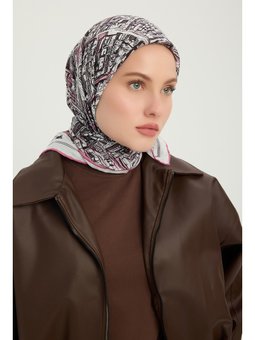 Yankılar Şehri Pudra Vierra Desenli Viskon 90x90 Cm Eşarp