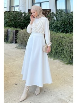 Scuba Kloş Beyaz Etek