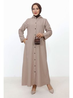 Ahsen Boydan Düğmeli Vizon Kap