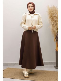 Bağcıklı Triko Bej Hırka