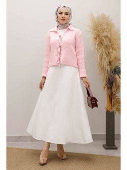 Bağcıklı Triko Pembe Hırka