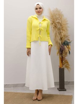 Bağcıklı Triko Sarı Hırka