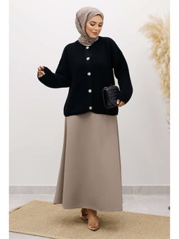 Yumuşak Dokulu Düğmeli Triko Siyah Hırka