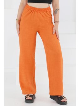 Beli Lastikli Salaş Pantolon Turuncu