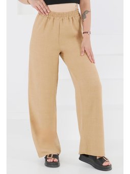 Beli Lastikli Salaş Vızon Pantolon Vizon