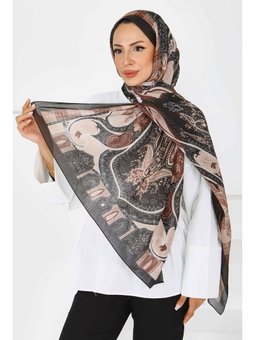 Etnik Pamuk Vual Desen Sıyah Şal Siyah