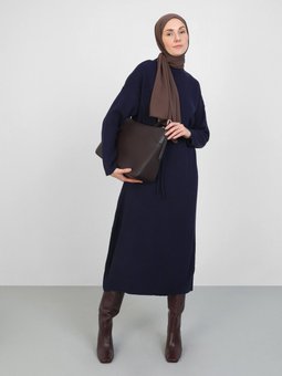 Fitilli Boydan Lacivert Elbise
