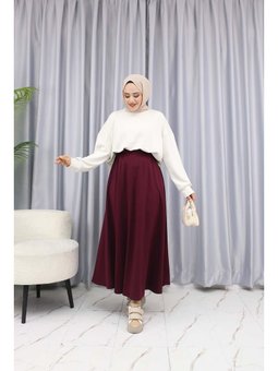 Yumuşak Dokulu Bordo Etek