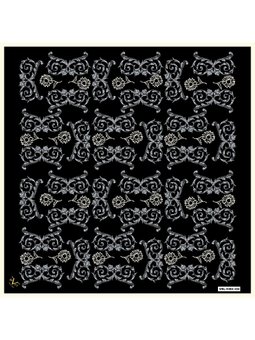 Barok Logolu Desen Black Seri Twill Askısı İle Birlikte 90x90 Cm Siyah Eşarp