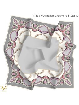 Desenli Italian Cashmere Seri Askısı İle Birlikte Gri Eşarp