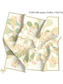 Desenli İtalyan Şifon Askısı İle Birlikte 110x110 Cm Haki Eşarp