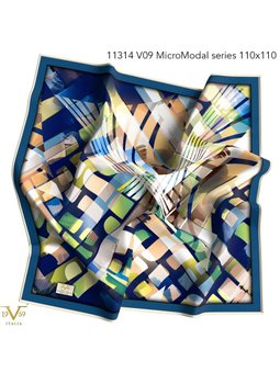 Desenli Micro Modal Seri Askısı İle Birlikte 110x110 Cm Lacivert Eşarp