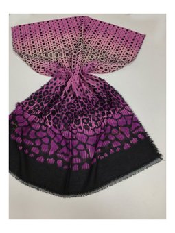 Etnik Desen Haiti Seri Askısı İle Birlikte 80x190 Cm Fuşya Şal Siyah