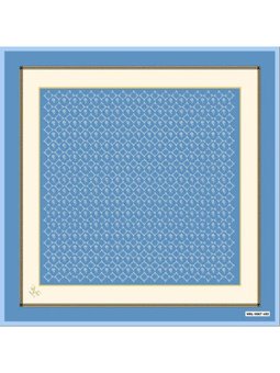 Geometrik Desen Black Seri Twill Askısı İle Birlikte 90x90 Cm Mavi Eşarp