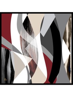 Geometrik Desen Gold Seri Twill Askısı İle Birlikte 90x90 Cm Siyah Gümüş Bordo Eşarp