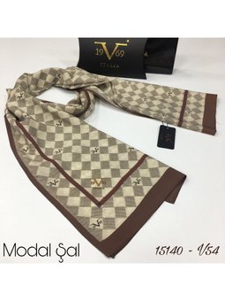 Geometrik Desen Modal Seri Askısı İle Birlikte 75x190 Cm Mor Lila Şal