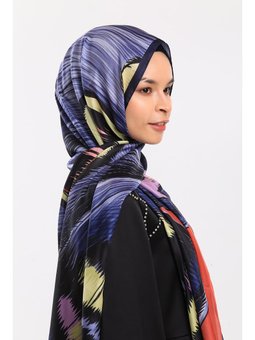 Kelebek Desen Dora Saten Seri Askısı İle Birlikte İndigo Şal