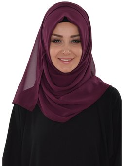 Klasik Tasarım Pratik Şifon Mürdüm Şal