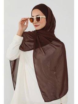 Penye İç Boneli Pratik Şifon Kahverengi Şal,ps